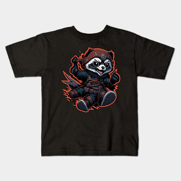 Red Panda Ninja_001 Kids T-Shirt by Kulturmagazine